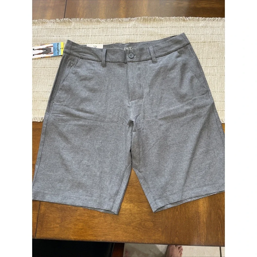 HANG TEN MEN'S QUICK DRY HYBRID 4WAY STRETCH‎  SHORTS(DARK CHARCOAL 32 )NWT